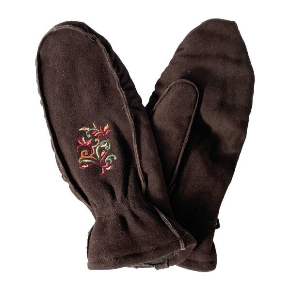 brown suede fingermitts