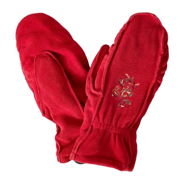 red suede fingermitts