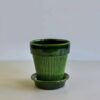 Bergs Potter Simona Pot & Saucer - Glazed Green - Image 2