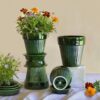 Bergs Potter Simona Pot & Saucer - Glazed Green