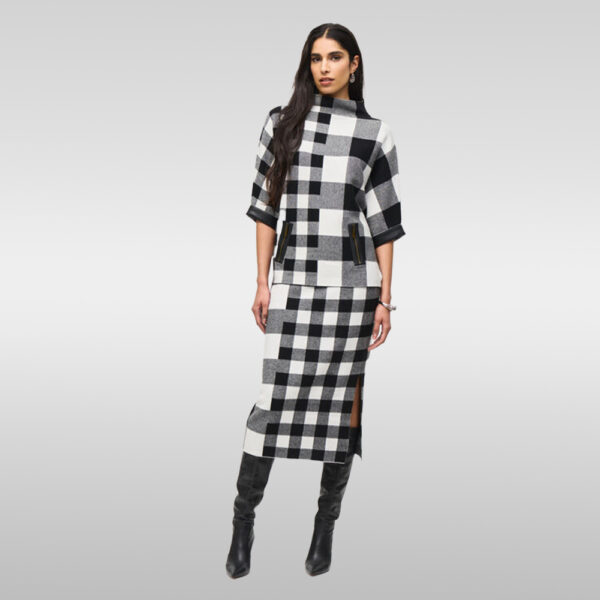 Plaid Jacquard Knit Pencil Skirt