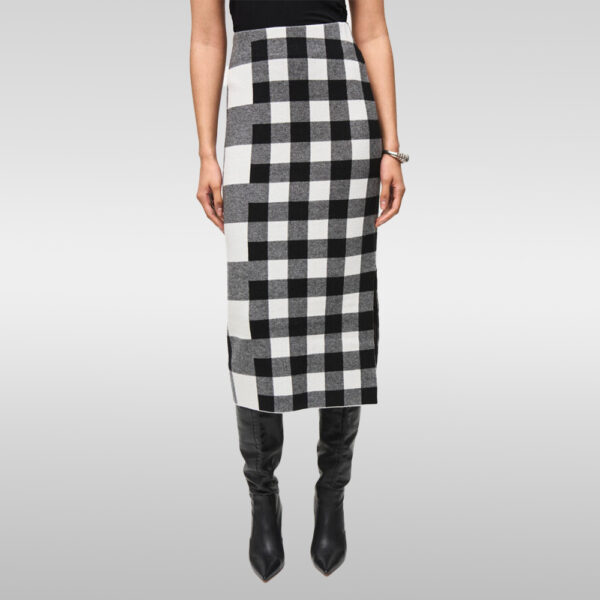 Plaid Jacquard Knit Pencil Skirt