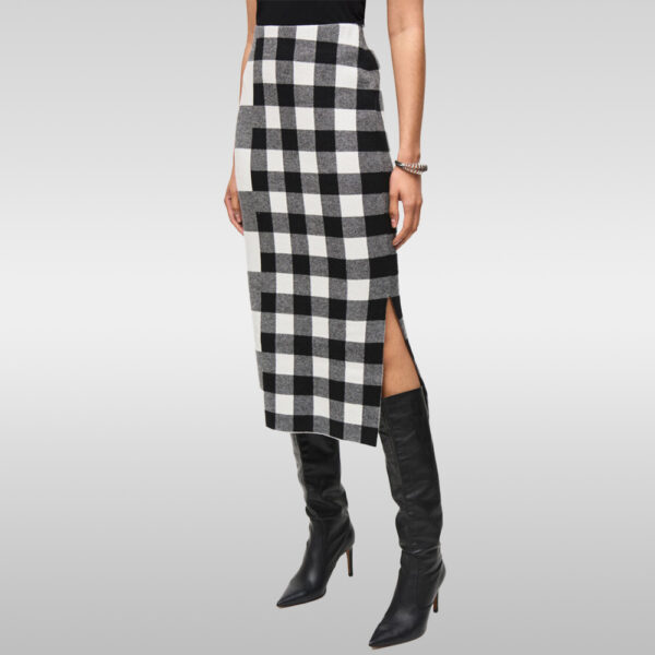 Plaid Jacquard Knit Pencil Skirt