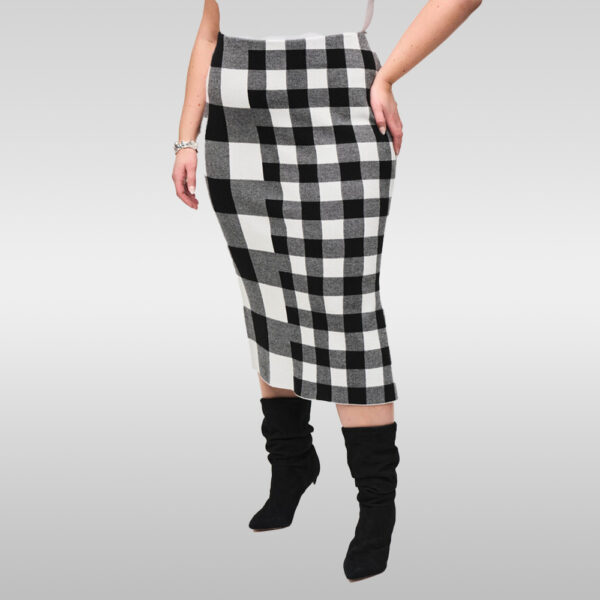 Plaid Jacquard Knit Pencil Skirt