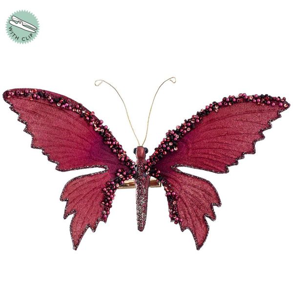 Burgundy Beaded Butterfly